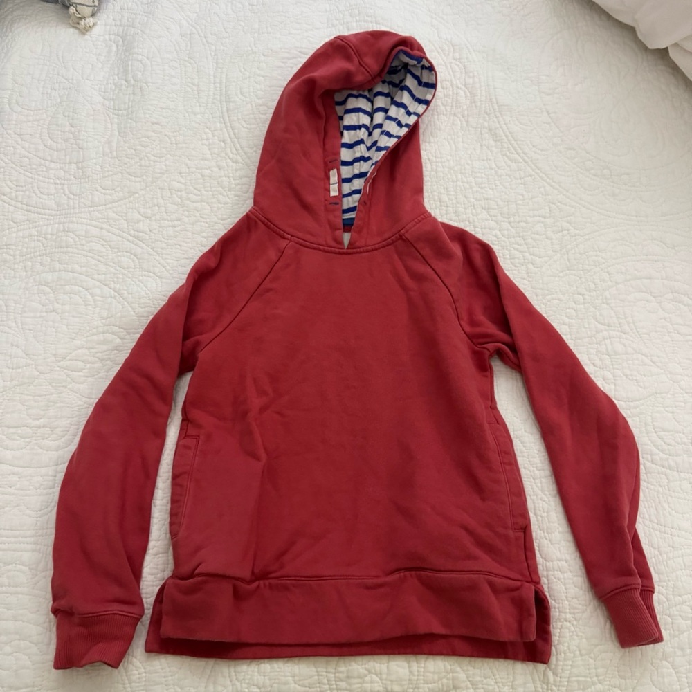 Mini Boden Hoodie with Blue Striped Lining